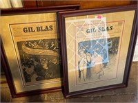 2 Antique Gil Blas Comics from Paris