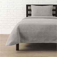 3-Piece Gray Jacquard Quilted Banket Set