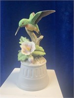Porcelain Hummingbird Music Box Royal Crown 8"