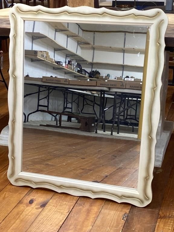29” x 36” White & Hold Mirror with wire to hang