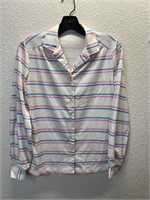 Vintage Pink & Blue Striped Blouse