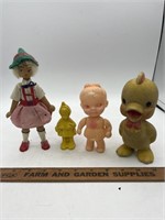 Vintage toy lot, plastic and wooden dolls and