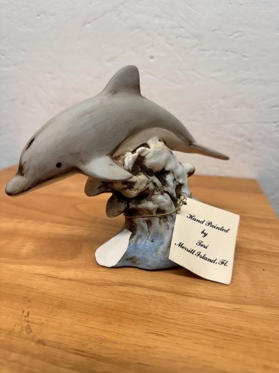Hand Painted Dolphin Sculpture
