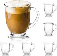 15oz Glass Coffee Mugs  Latte  Set of 5