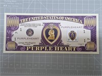 purple heart banknote.