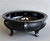 Vintage Black Amethyst Glass Bowl -3 Feet