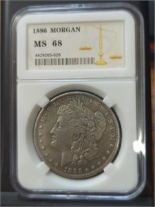 Slabbed 1886 O Morgan dollar token