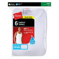 LRG Hanes Men’s White Tank Undershirts 6PK A96