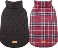 Sz XS Red Plaid Kuoser Dog Coat, Reversible A96