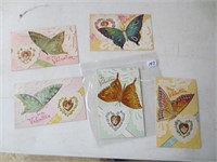 5 Butterfly Valintine postcard set