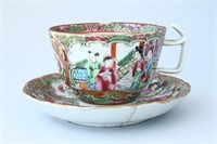 19th Century Cantonese Famille Rose Cup and Saucer