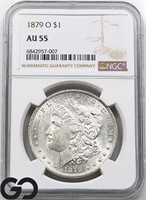 1879-O Morgan Silver Dollar, NGC AU55 Guide: 100