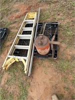 Ladder, aluminum piece,gas can, farm parts