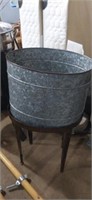 Galvanized metal bucket with stand 28in