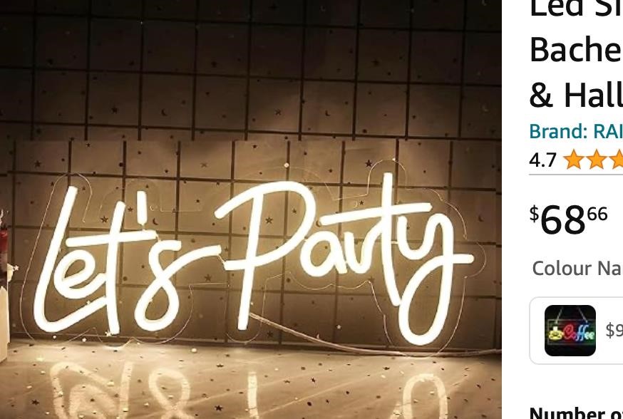 Let's Party Neon Sign USB Powered,