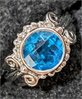 $360 Silver Blue Quartz(1.35ct) Ring (~weight 6.2g