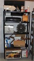 One Black Metal Shelving Unit and ALL Contents