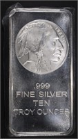 10oz .999 SILVER INDIAN DESIGN BAR