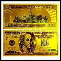 100 Dollar Bill, 24k Gold Foil USD Paper Money