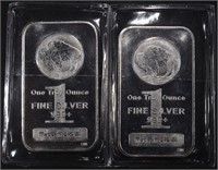 (2) 1oz .999 SILVER BUFFALO DESIGN BARS