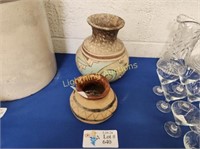 TWO ARTISAN MADE POTTERY PIECES