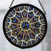 Stained Glass Round 2 5/8"d Sun Catcher w/ Chain