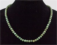 Dark Green Jadeite Necklace with Certificate