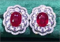 1.75ct pigeon blood ruby earrings in 18k gold