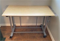 Drafting Table with Metal Base on Wheels