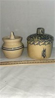 Two Stoneware Grease Pots