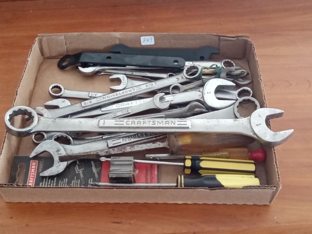 group of Craftsman wrenches + other tools