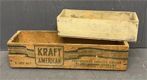 (2) Vintage Wood Cheese Boxes