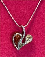 Sterling Silver Amber Pendant on adjustable chain