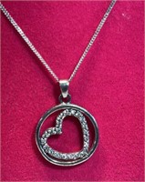 Sterling Silver Heart Pendant on 19" Silver Chain