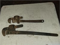 Vintage Pipe Wrenches - 18" & 24", 24" is damaged