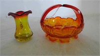(2) Amberina Glass 3” Vase / Westmorland Glass