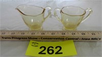 (2) Fostoria Yellow Depression Glass Sugar Bowl /