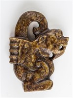 Chinese Archaistic Brown Jade Carved Beast Pendant