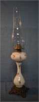 Early Pedestal Milk Glass Oil Lamp