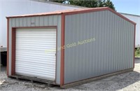 12x20 Storage Shed: Drive in and walk in door.