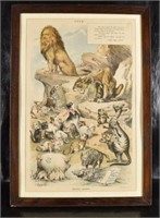 Puck Framed Political Satire Stone Lithograph
