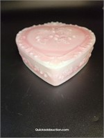 Fenton Stamped Strawberry Slag Glass Heart Shaped