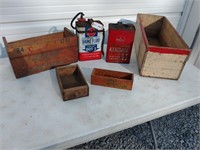 Advertising Wood Boxes & Oil Cans, Atlas, Kendall