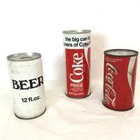 Old Pull Tab Coke/Beer Cans, Old Solid Top Coke Ca