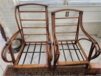 Pair of Vintage Rattan Chairs with Cushions