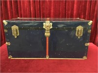 Vintage Metal Clad Trunk w/ Shelf