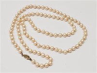 Vintage Faux Pearl 28" Necklace Knotted Between