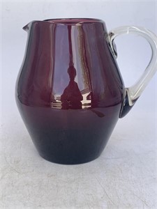 Amethyst pitcher with clear glass handle
