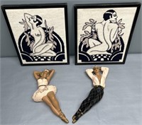 Cross Stitch & Chalkware Harlequin Figures