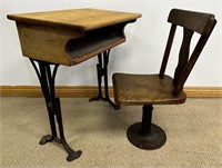 FABULOUS ANTIQUE CHILDS DESK WITH CHAIR
